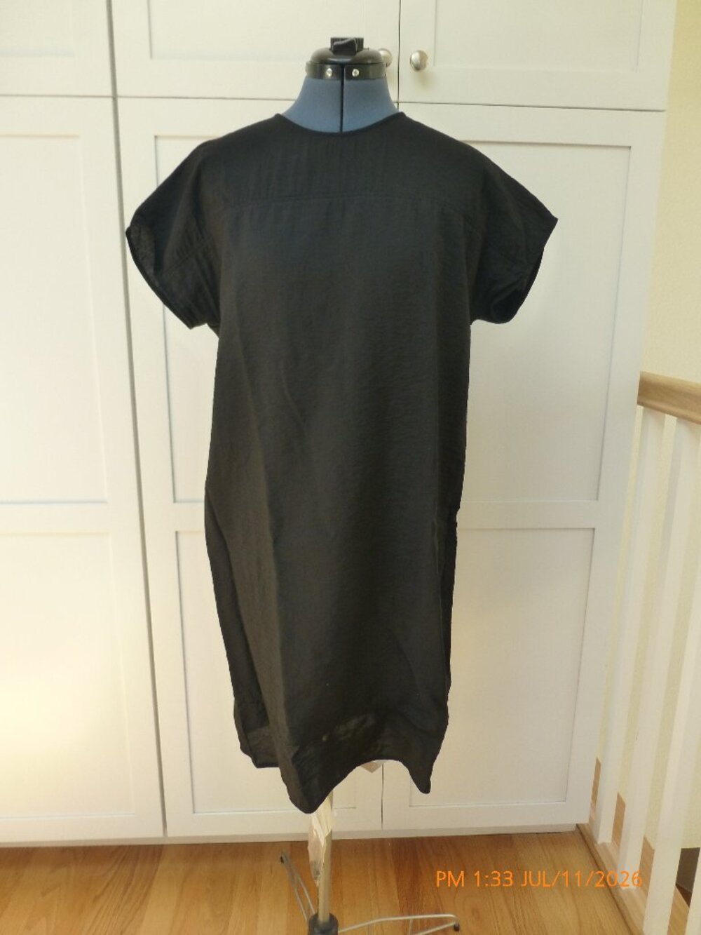 COS Black Short Sleeve Shift Dress Womens Large Relaxed Fit Minimalist Pockets